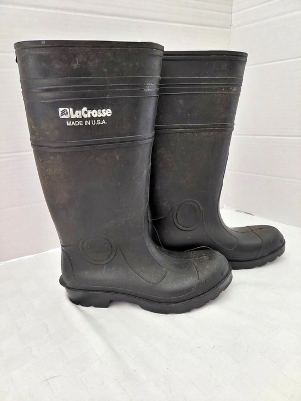 LaCrosse Rubber Rain Boots Size 7 Black Tall Waterproof Work USA Made
